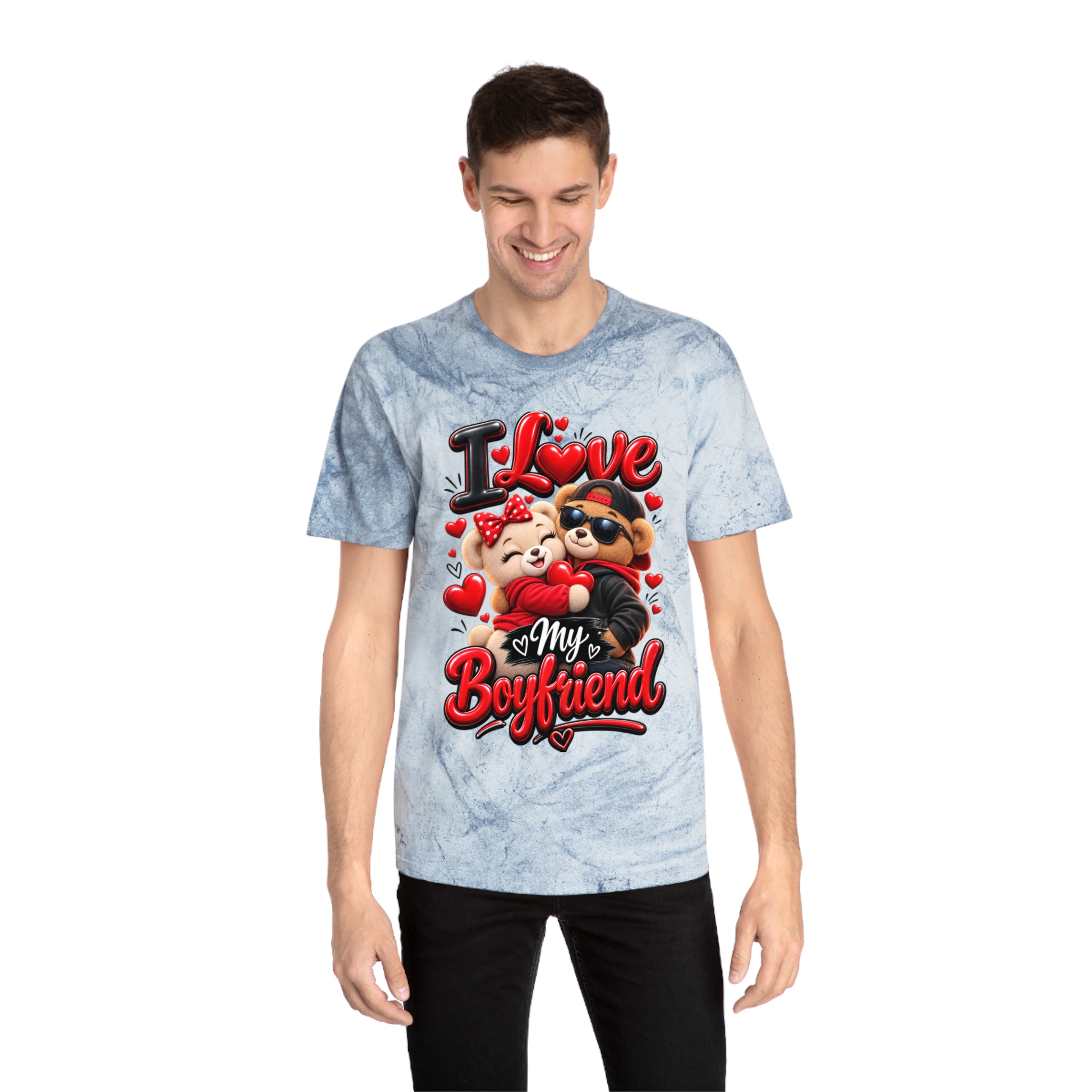I love my boyfriend shirt Graphic Tee Marbled Color T-Shirt - Image 2