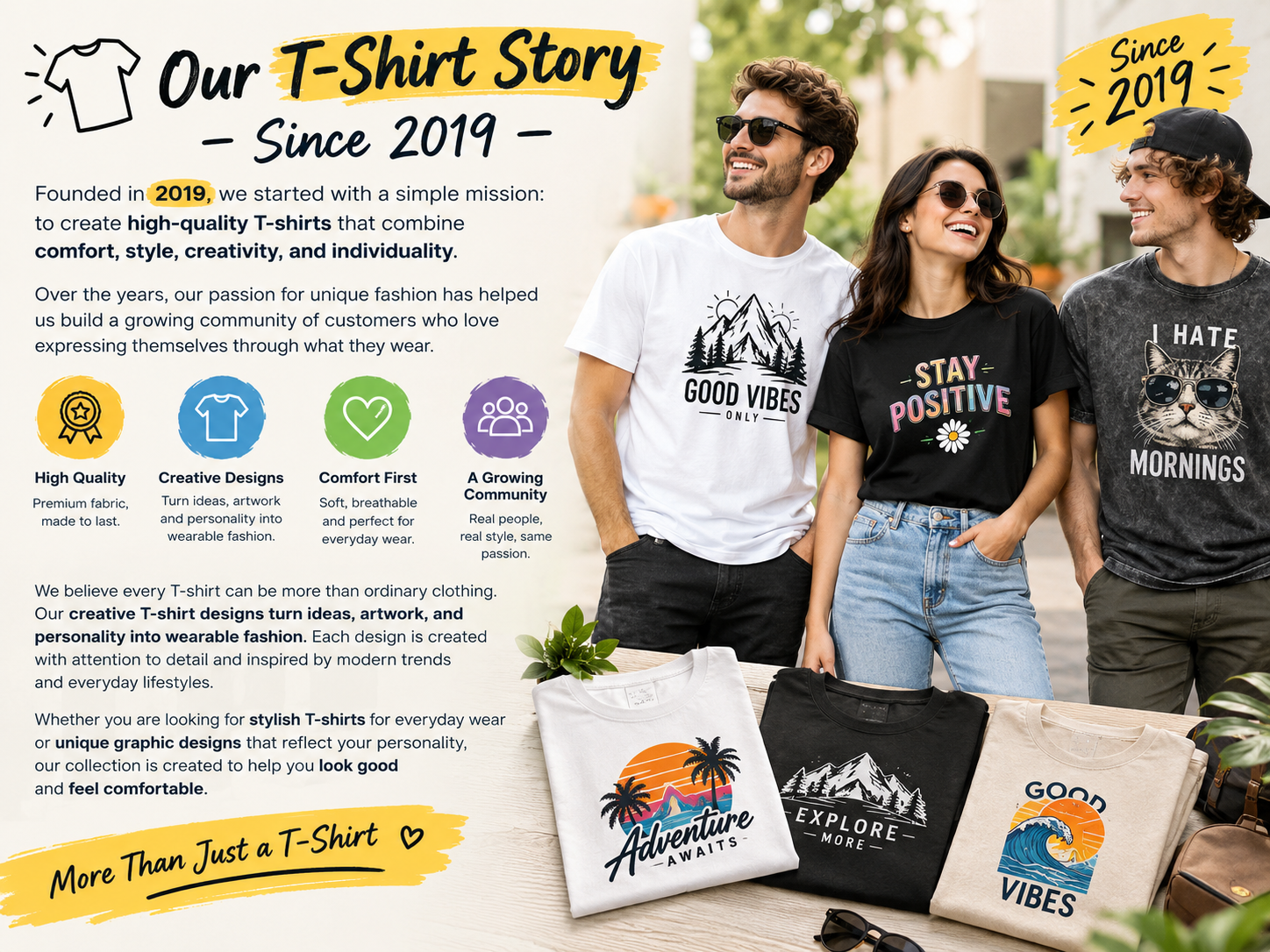 Stylish T-shirt design representing creative fashion and self-expression